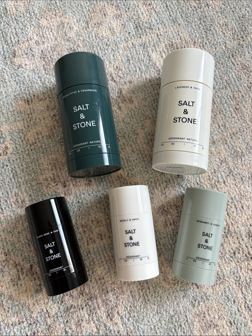 Salt & Stone Natural Deodorant Stick - White & Green Variants